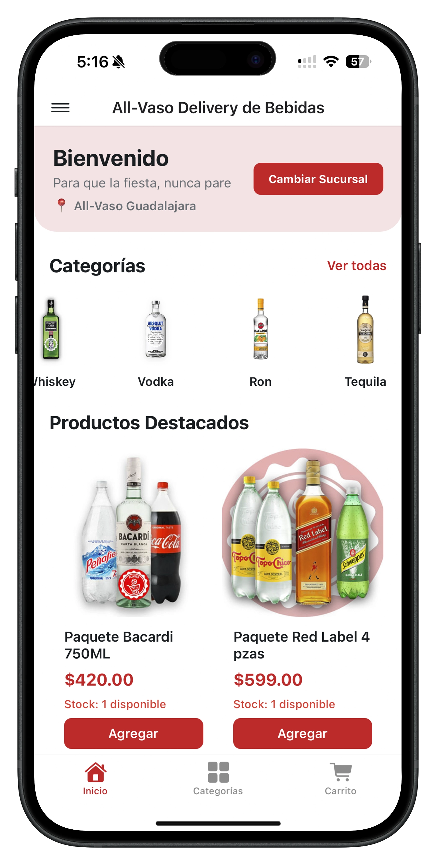 Mockup de la aplicación All-Vaso - Plataforma Segura y Práctica